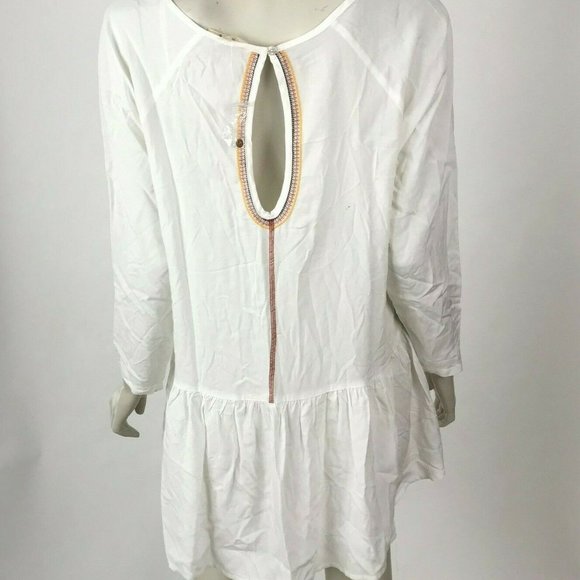 Easel Embroidered Tunic‎ Top White Long Sleeve  NWT - Picture 3 of 8